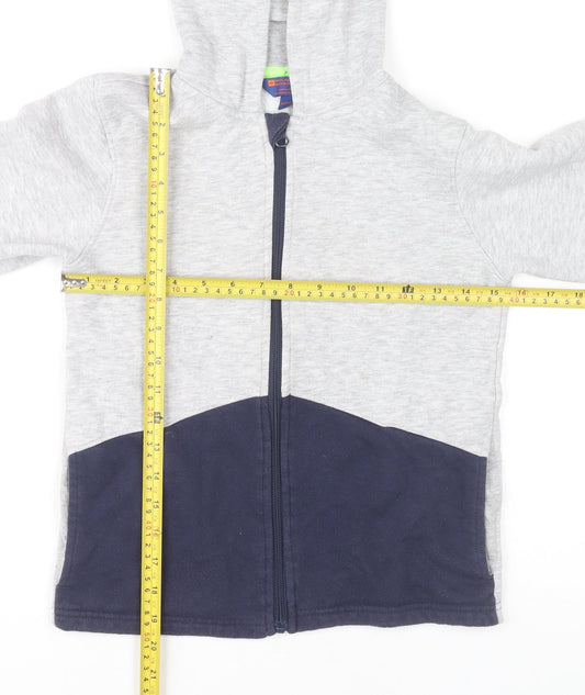 Mountain Warehouse Boys Grey Blue Full Zip Hoodie 9-10 Years Cotton Blend