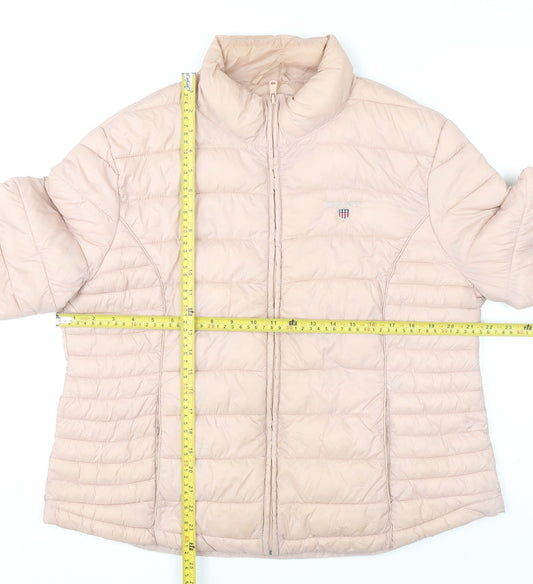 Gant Womens Beige Puffer Jacket L Lightweight Quilted Coat