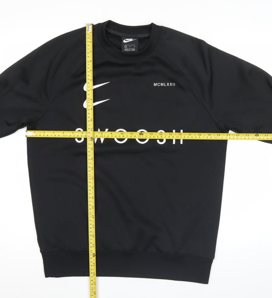 Nike Mens Black M Pullover Sweatshirt Crew Neck Logo Print