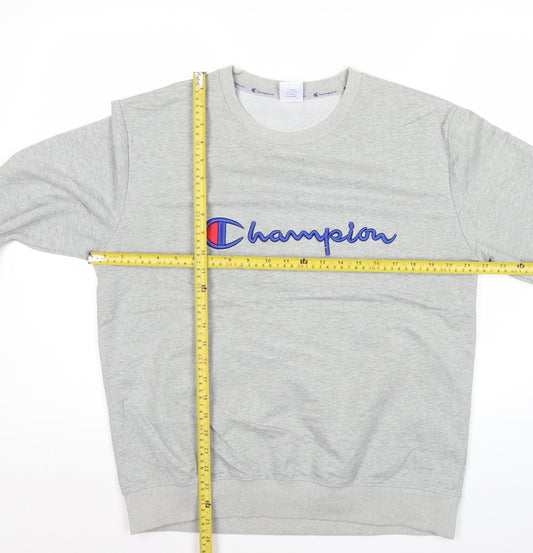 Champion Mens Grey 2XL Pullover Sweatshirt Logo Crew Neck