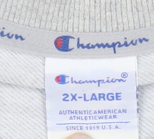 Champion Mens Grey 2XL Pullover Sweatshirt Logo Crew Neck