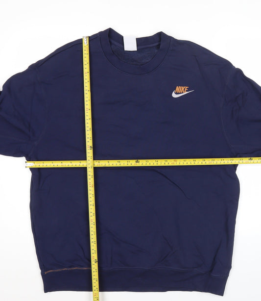 Nike Mens Blue XL Crew Neck Pullover Sweatshirt Logo Graphic