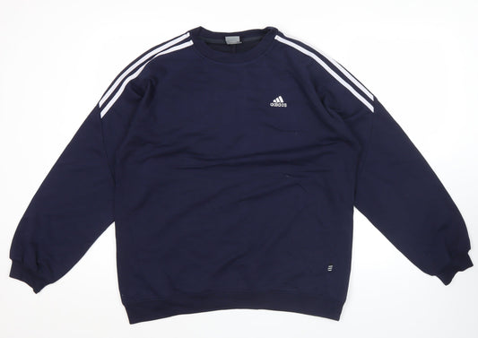 Adidas Men’s Blue Sweatshirt M Regular Fit Crew Neck Long Sleeve Sportswear