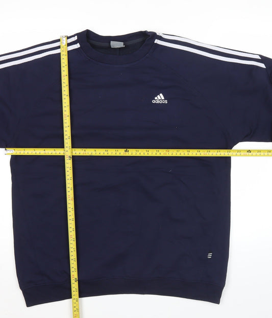 Adidas Men’s Blue Sweatshirt M Regular Fit Crew Neck Long Sleeve Sportswear