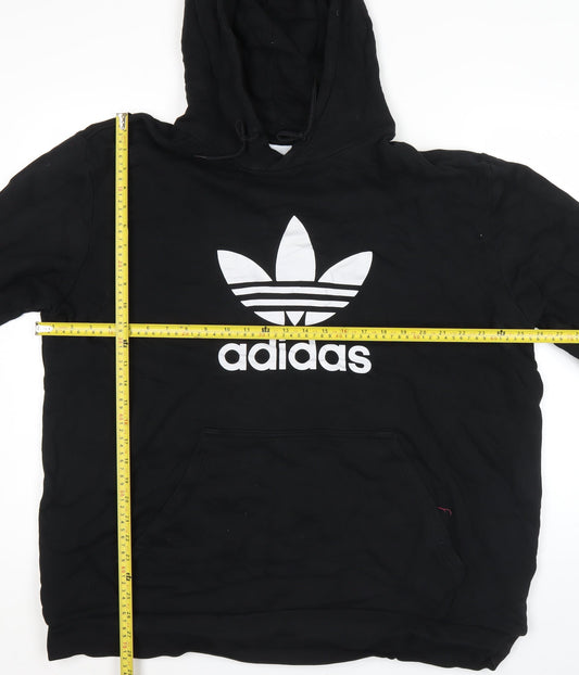 Adidas Mens Black XL Pullover Hoodie Logo Print Sportswear