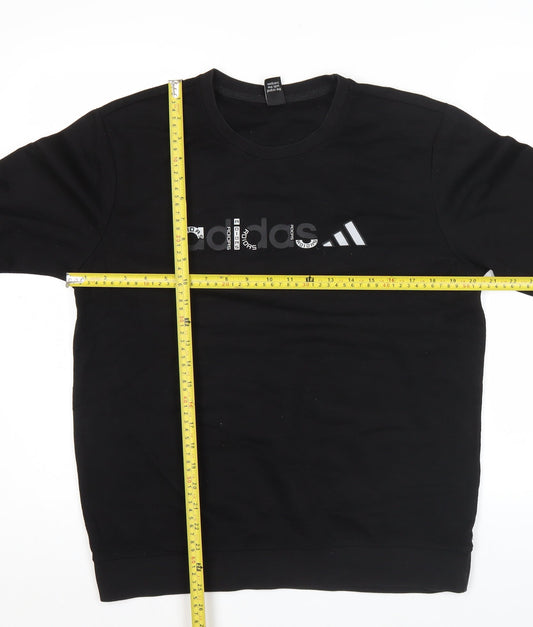 Adidas Mens Black XL Pullover Sweatshirt Crew Neck Logo Sportswear