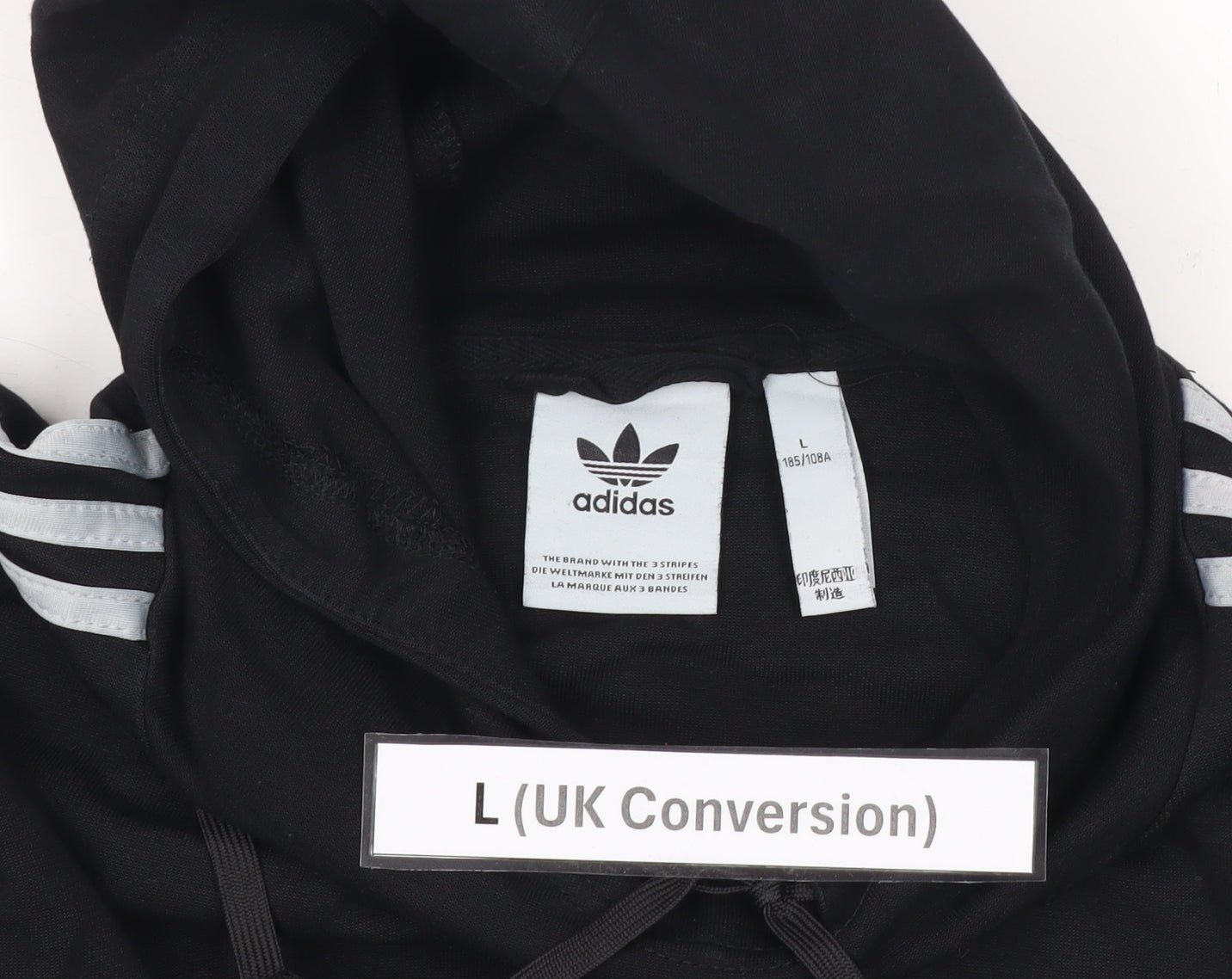 Adidas Men’s Black Pullover Hoodie L Logo Graphic Hooded Sweatshirt