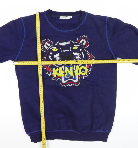 Kenzo Men’s Blue Sweatshirt M Embroidered Tiger Logo Pullover