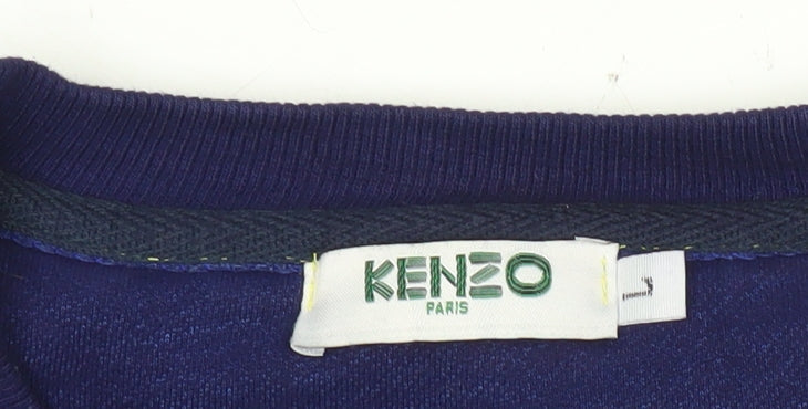 Kenzo Men’s Blue Sweatshirt M Embroidered Tiger Logo Pullover