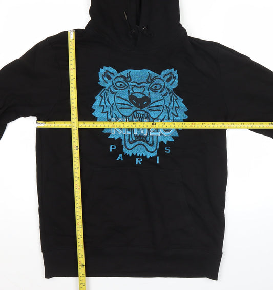 Kenzo Men’s Black XL Pullover Hoodie with Embroidered Tiger Logo