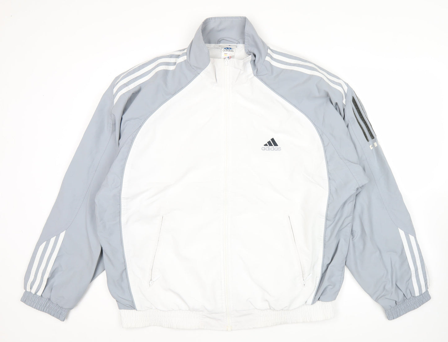 Adidas Mens XL Grey White Track Jacket Full Zip Sportswear