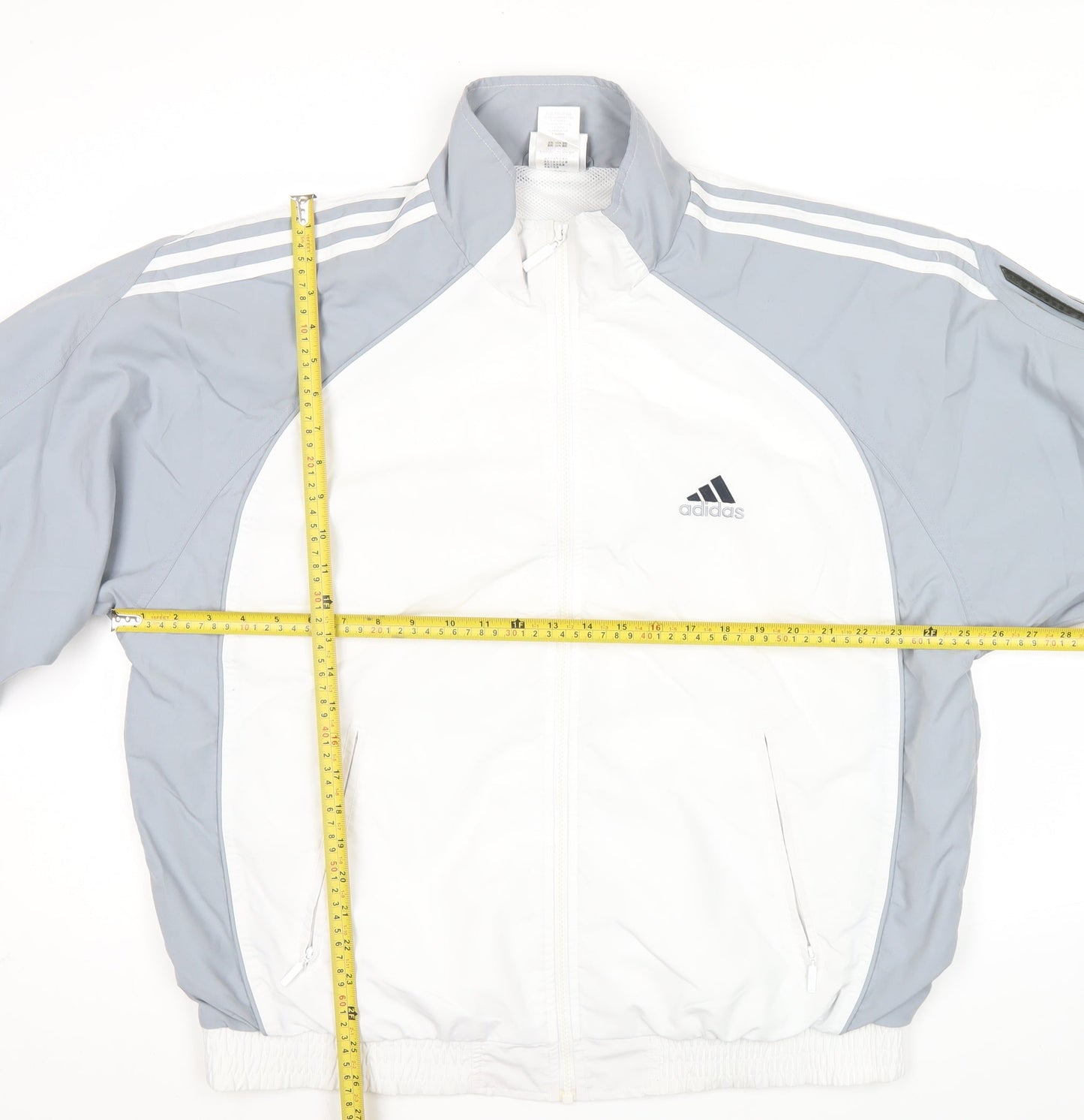 Adidas Mens XL Grey White Track Jacket Full Zip Sportswear