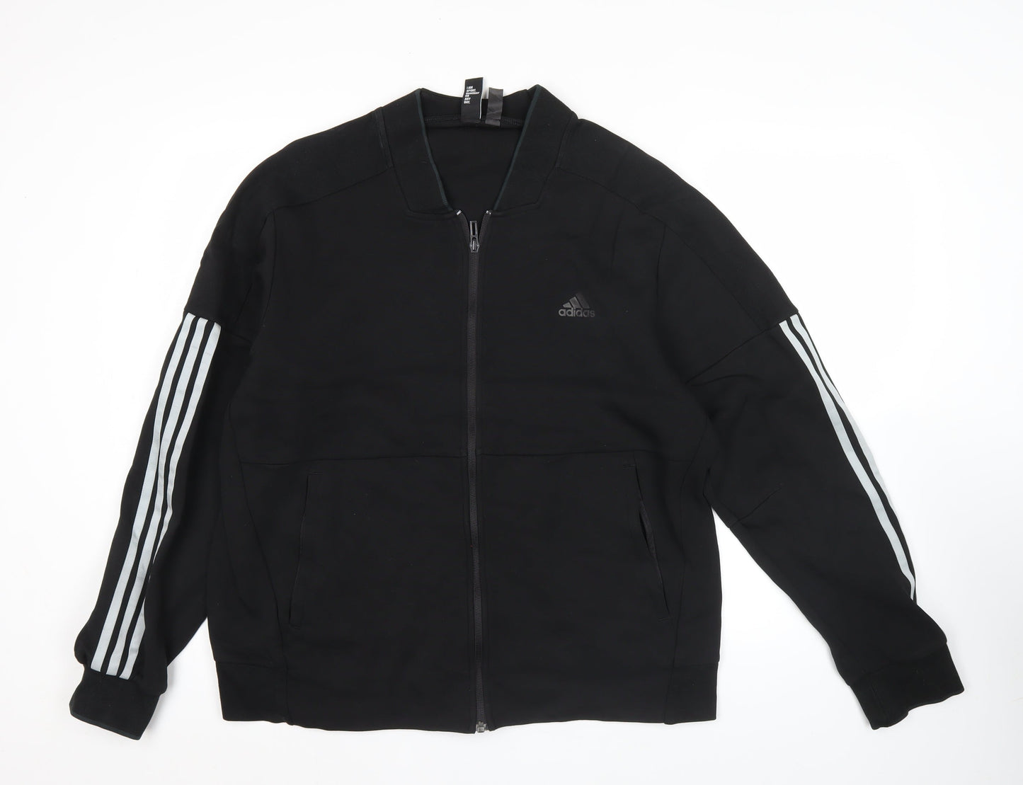 Adidas Men's Black Track Jacket L Full Zip Sportswear