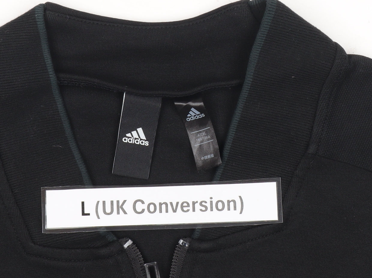 Adidas Men's Black Track Jacket L Full Zip Sportswear