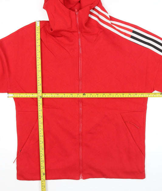Adidas Mens Red Full Zip Hoodie Jacket Size L Sportswear