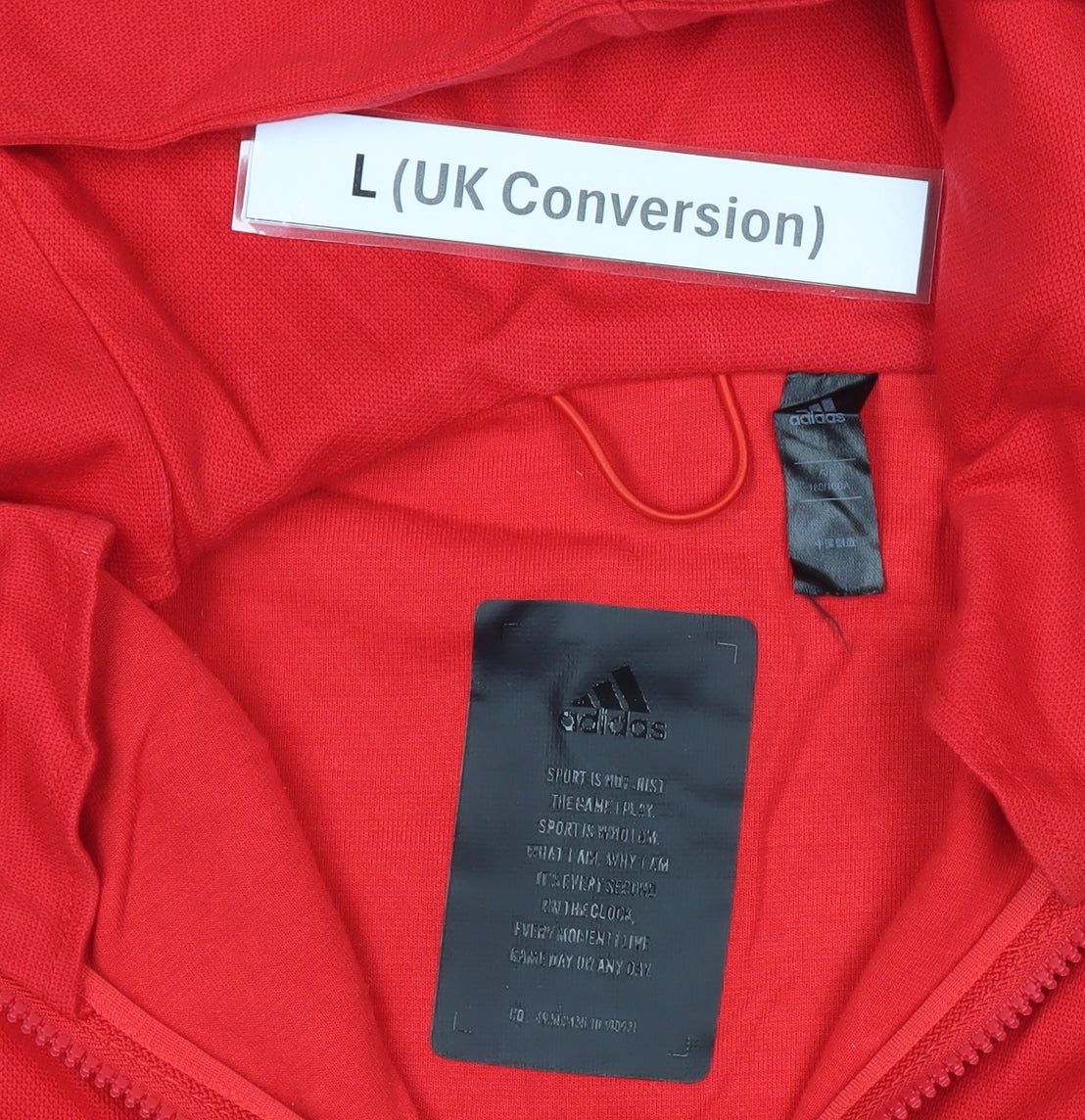 Adidas Mens Red Full Zip Hoodie Jacket Size L Sportswear
