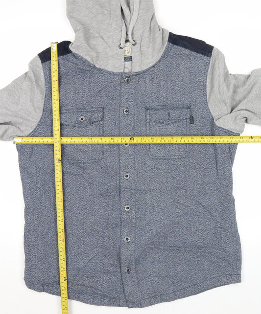 Converse Men’s Grey Blue Hooded Casual Jacket L Regular Fit