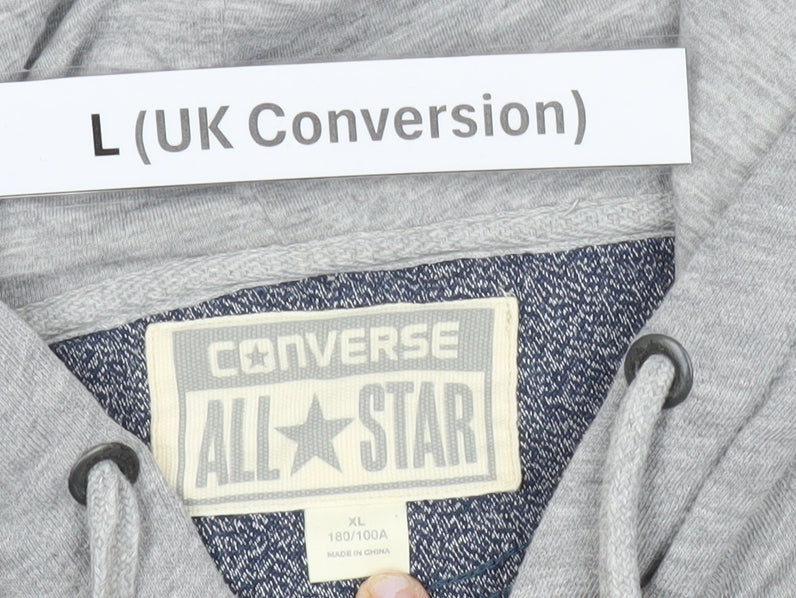 Converse Men’s Grey Blue Hooded Casual Jacket L Regular Fit