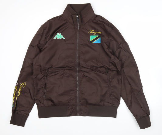 Kappa Men’s Brown Bomber Jacket L Tanzania Embroidered Sportswear