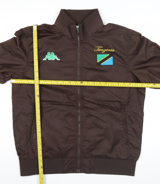 Kappa Men’s Brown Bomber Jacket L Tanzania Embroidered Sportswear