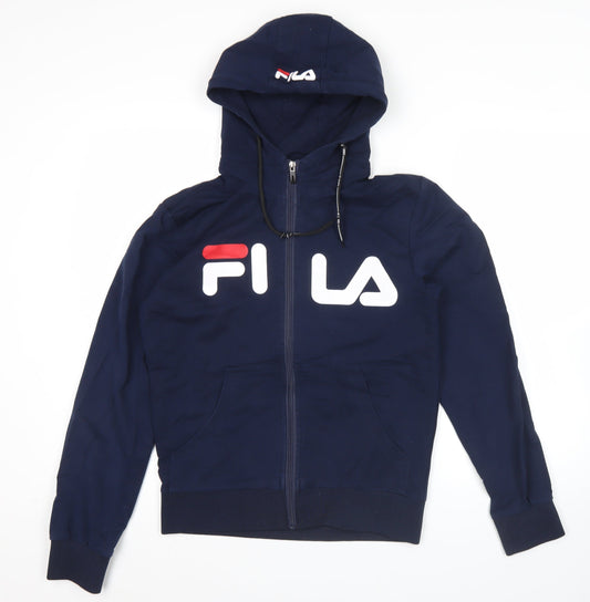 FILA Men’s Blue Full Zip Hoodie L Logo Sports Casual Sweatshirt