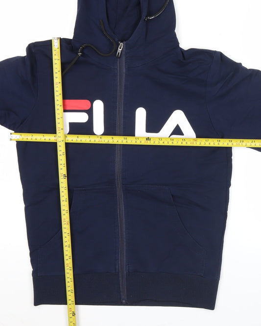FILA Men’s Blue Full Zip Hoodie L Logo Sports Casual Sweatshirt