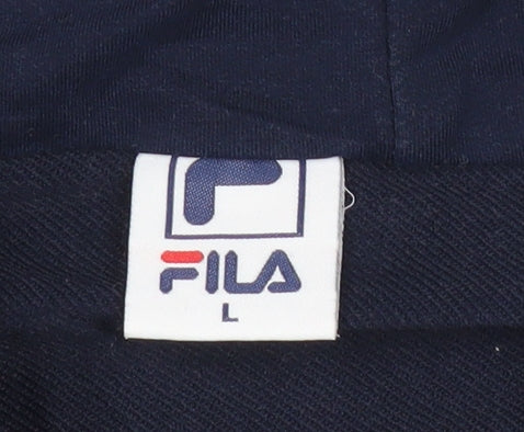 FILA Men’s Blue Full Zip Hoodie L Logo Sports Casual Sweatshirt