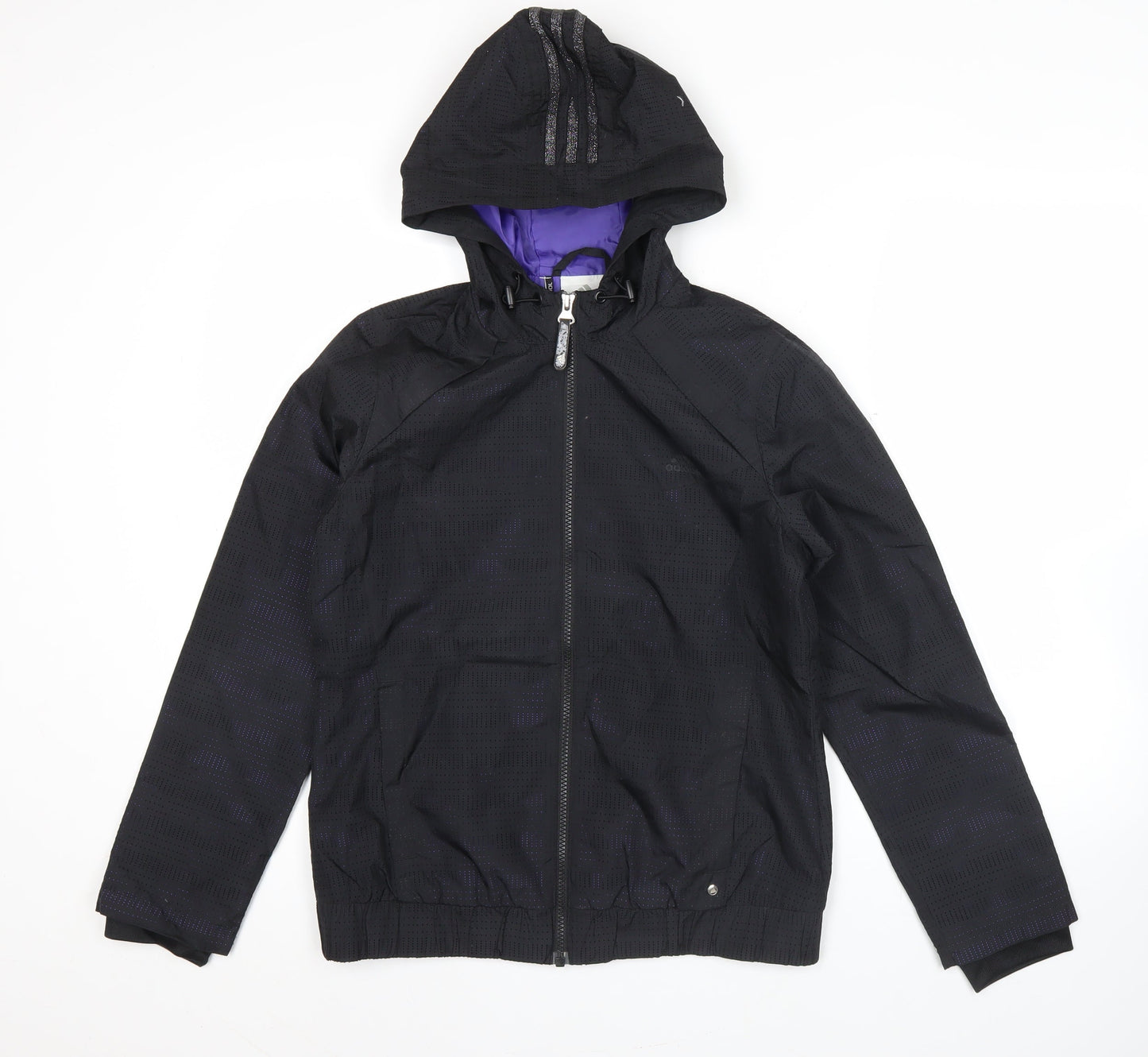 Adidas Mens Black XS Windbreaker Sports Jacket Hooded Lightweight