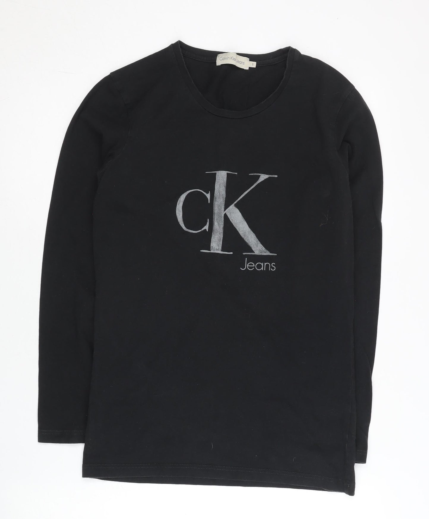 Calvin Klein Jeans Womens Black Small Long Sleeve Logo T-Shirt