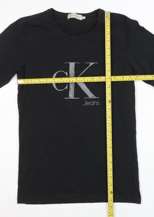 Calvin Klein Jeans Womens Black Small Long Sleeve Logo T-Shirt