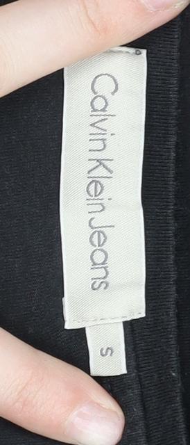 Calvin Klein Jeans Womens Black Small Long Sleeve Logo T-Shirt