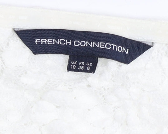 French Connection Women’s Ivory Lace Cropped Off-Shoulder Blouse UK 10