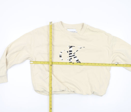 Calvin Klein Jeans Womens Beige Medium Logo Sweatshirt