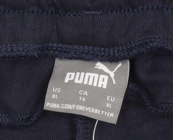 Puma Men’s XL Blue Manchester City Sweat Shorts Elastic Waist