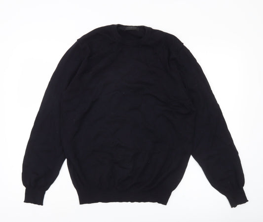 Calvin Klein Men’s Black Wool Jumper Size L Crew Neck Pullover