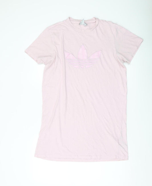 Adidas Womens Pink Cotton T-Shirt Dress Size 14 Casual Sportswear