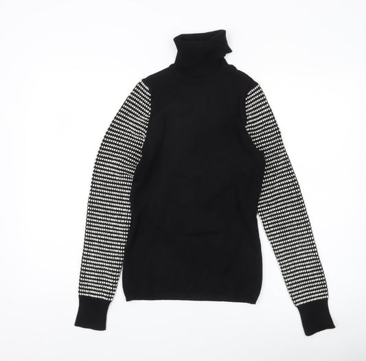 Karen Millen Women’s Black Roll Neck Knit Jumper Size 8 Slim Fit