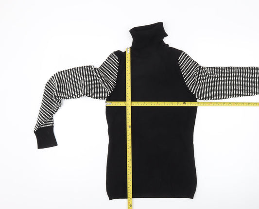 Karen Millen Women’s Black Roll Neck Knit Jumper Size 8 Slim Fit