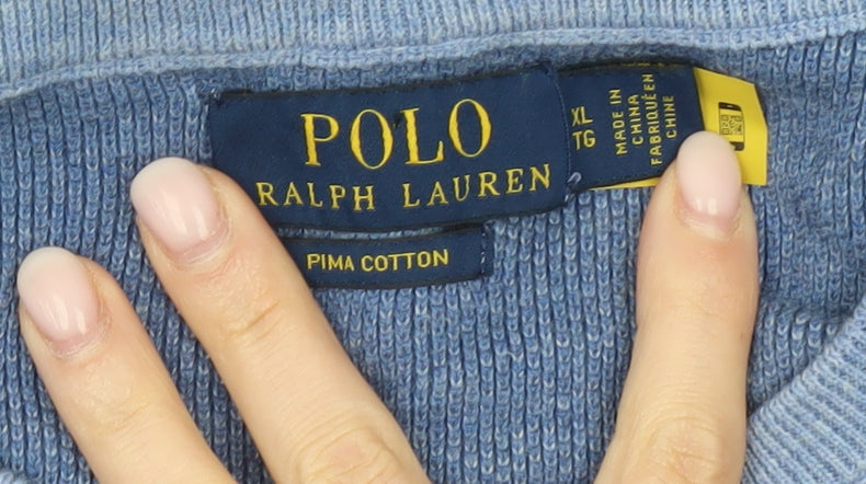 Polo Ralph Lauren Men's Blue XL Cotton Crew Neck Jumper