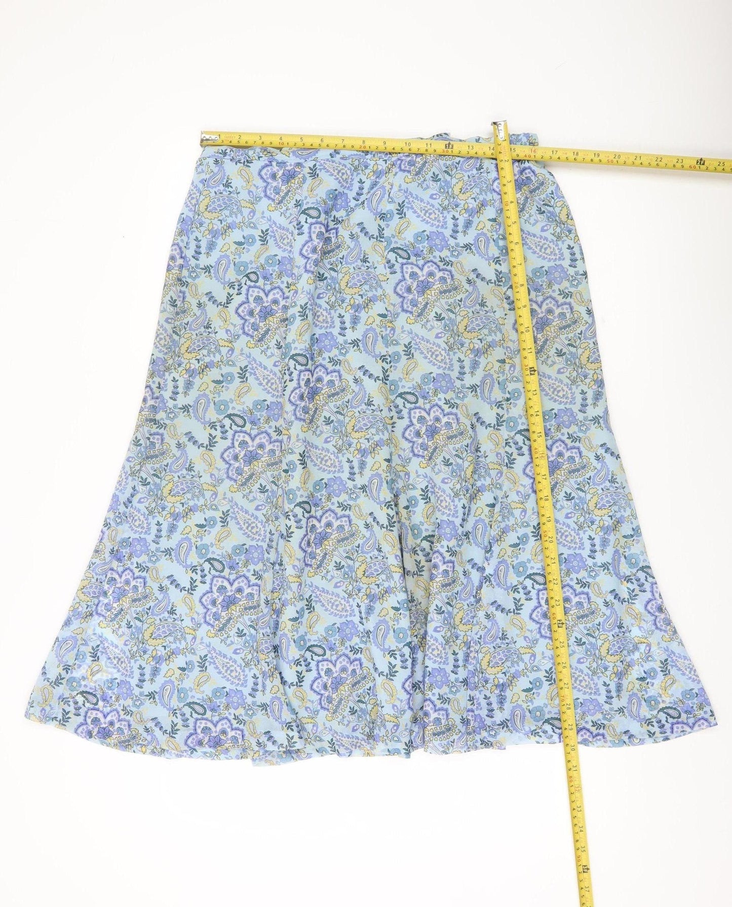 Cotswold Collections Womens Blue Paisley Floral A-Line Midi Skirt Size 18