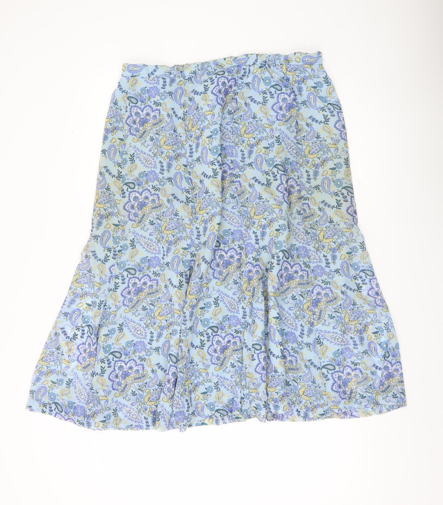 Cotswold Collections Womens Blue Paisley Floral A-Line Midi Skirt Size 18