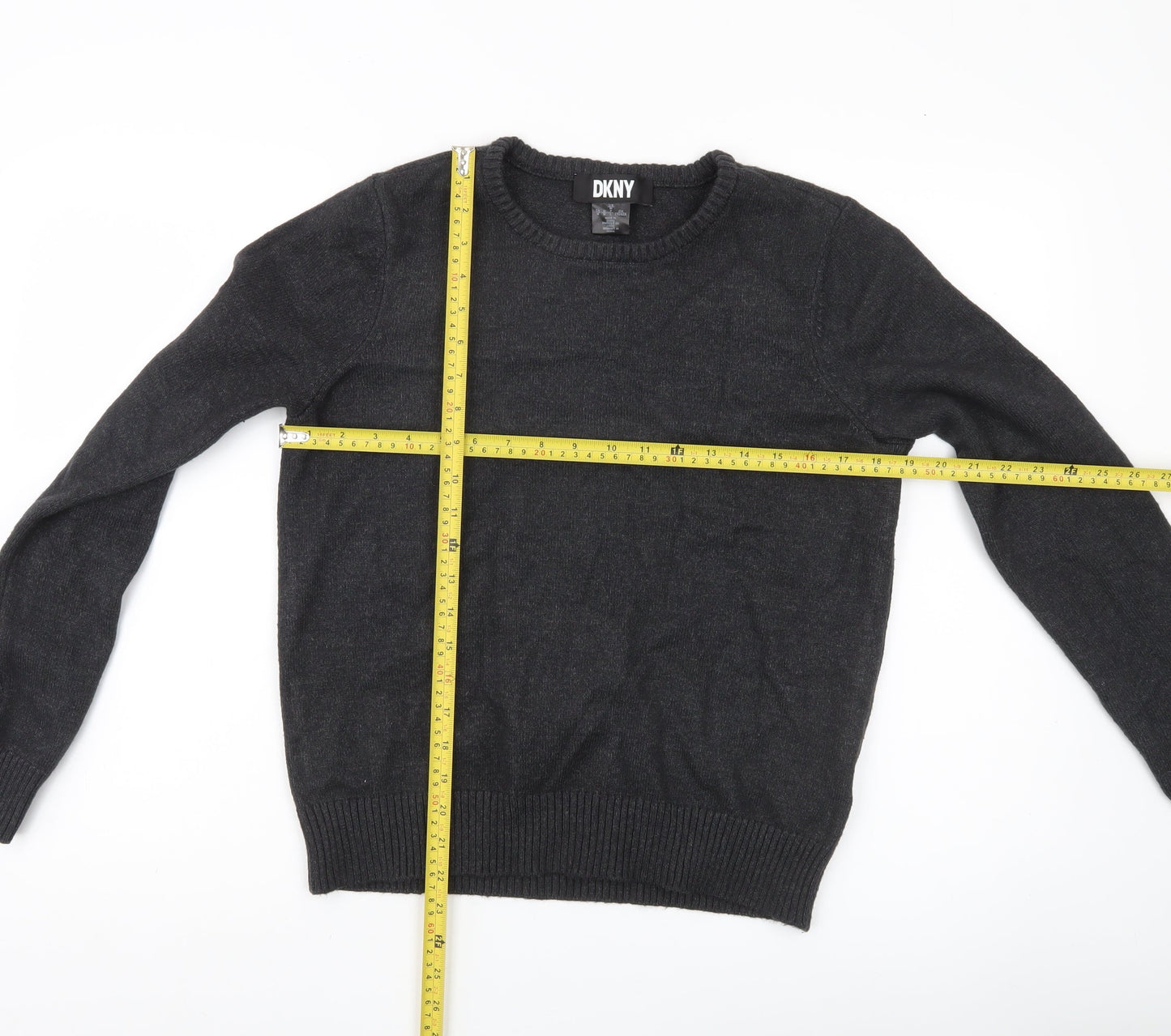 DKNY Women’s Black Crew Neck Knit Jumper Size 12 Long Sleeve Pullover