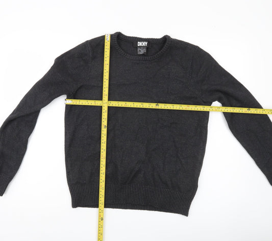 DKNY Women’s Black Crew Neck Knit Jumper Size 12 Long Sleeve Pullover