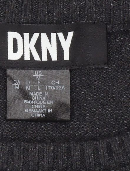 DKNY Women’s Black Crew Neck Knit Jumper Size 12 Long Sleeve Pullover