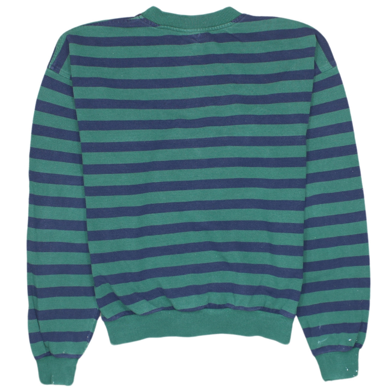 Lacoste Men's Green Blue Striped Sweatshirt M Vintage Crew Neck