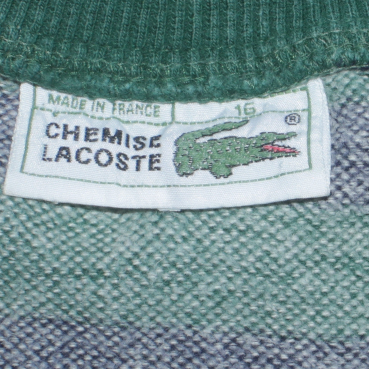 Lacoste Men's Green Blue Striped Sweatshirt M Vintage Crew Neck