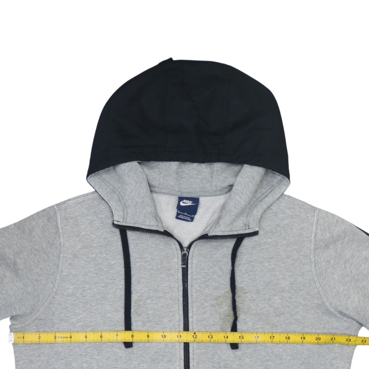 Nike Mens Grey Black Full Zip Hoodie Size M Sports Fleece Jacket