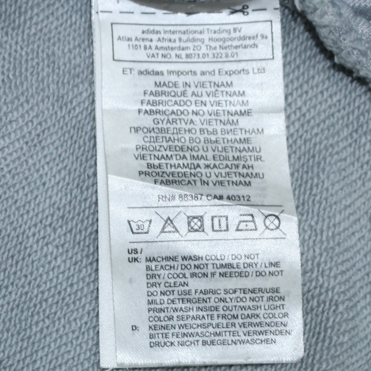 Adidas Mens Grey Pullover Hoodie Medium Logo Sportswear