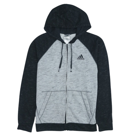 Adidas Mens Grey Black Full Zip Hoodie Small Regular Fit
