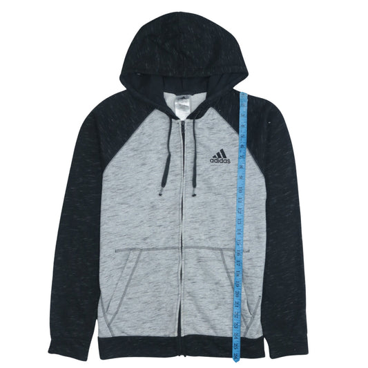 Adidas Mens Grey Black Full Zip Hoodie Small Regular Fit
